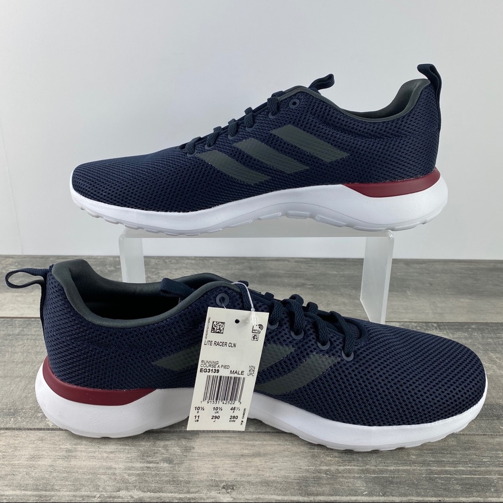 Adidas Lite Racer Cln Running Shoes Blue/Grey/Red - Picture 6 of 8